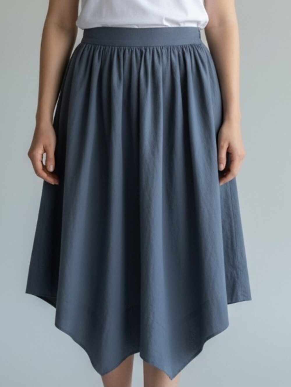 Women's Handkerchief Hem Midi Skirt - Slate Gray